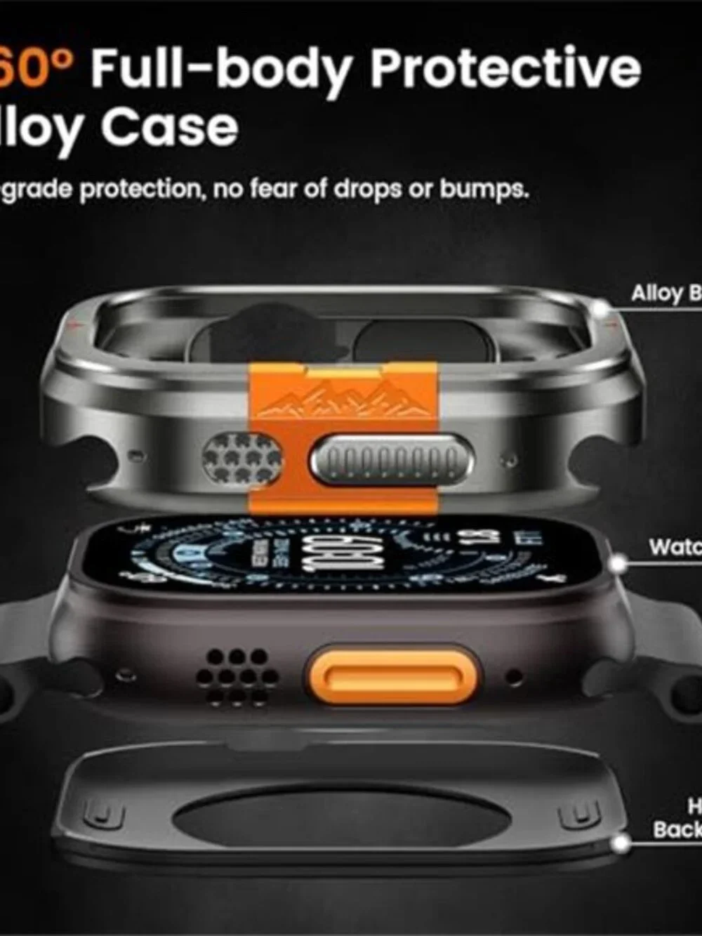 3 in 1 Metal Case for Apple Watch Ultra 3 /Ultra 2 /Ultra Screen Protector 49mm